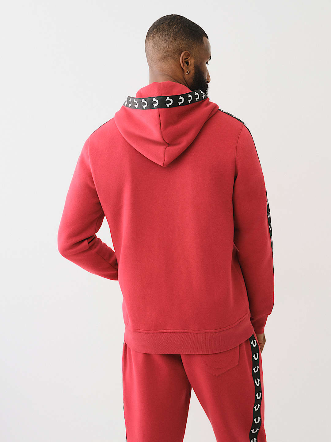 TRUE RELIGION LOGO TAPE TRIM ZIP HOODIE