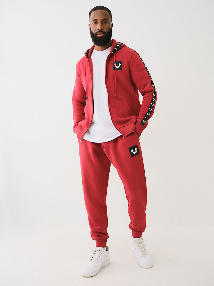 TRUE RELIGION LOGO TAPE TRIM ZIP HOODIE
