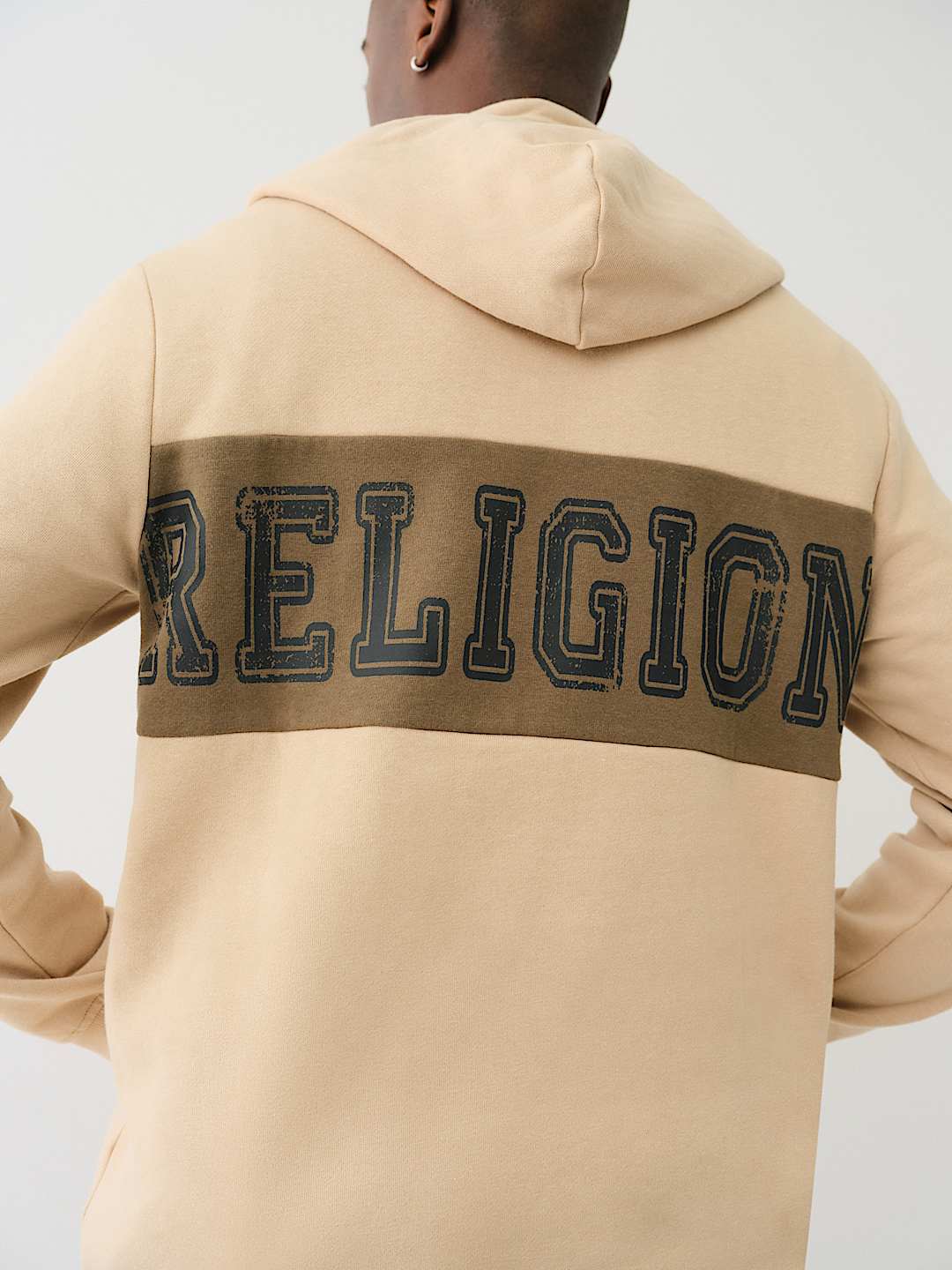 TRUE RELIGION CONTRAST PANEL LOGO HOODIE