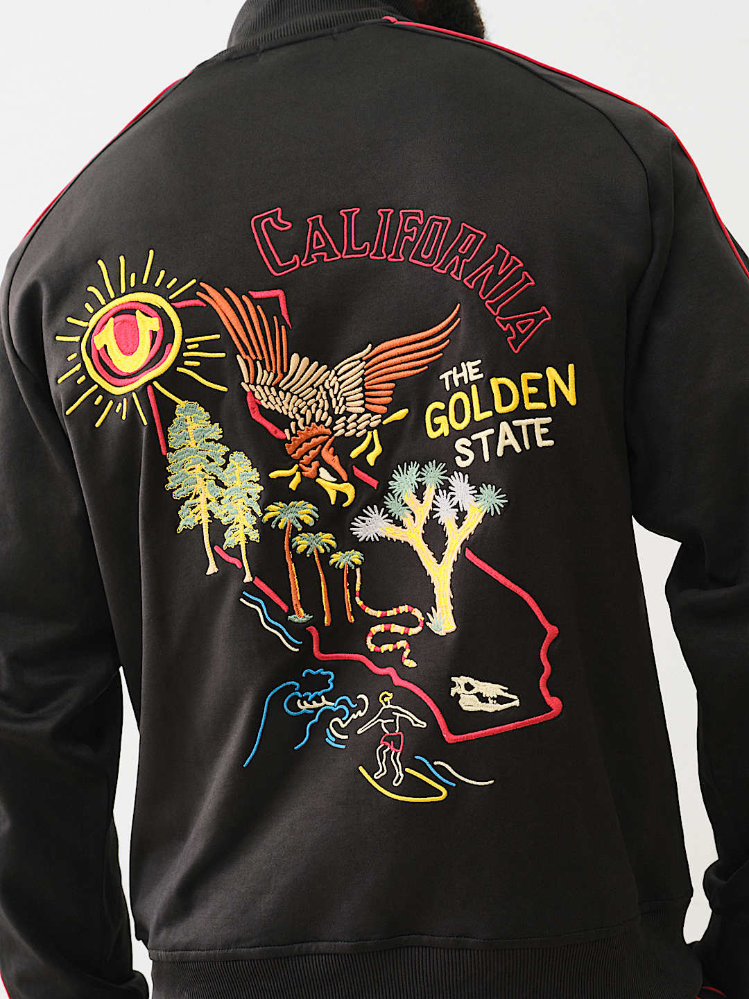 TRUE RELIGION EMBROIDERED GOLDEN STATE TRACK JACKET