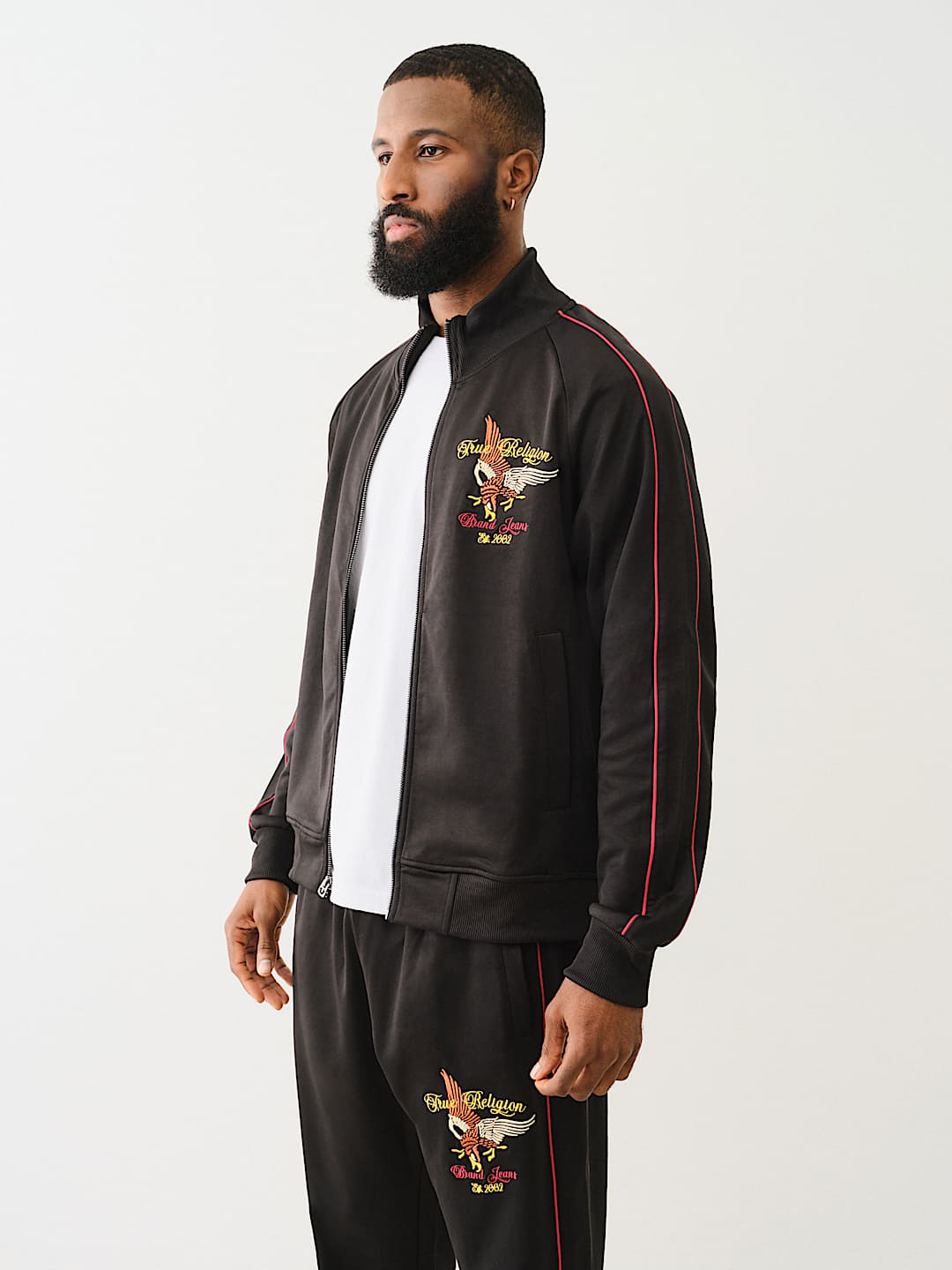 TRUE RELIGION EMBROIDERED GOLDEN STATE TRACK JACKET