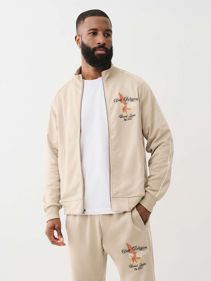 TRUE RELIGION EMBROIDERED GOLDEN STATE TRACK JACKET