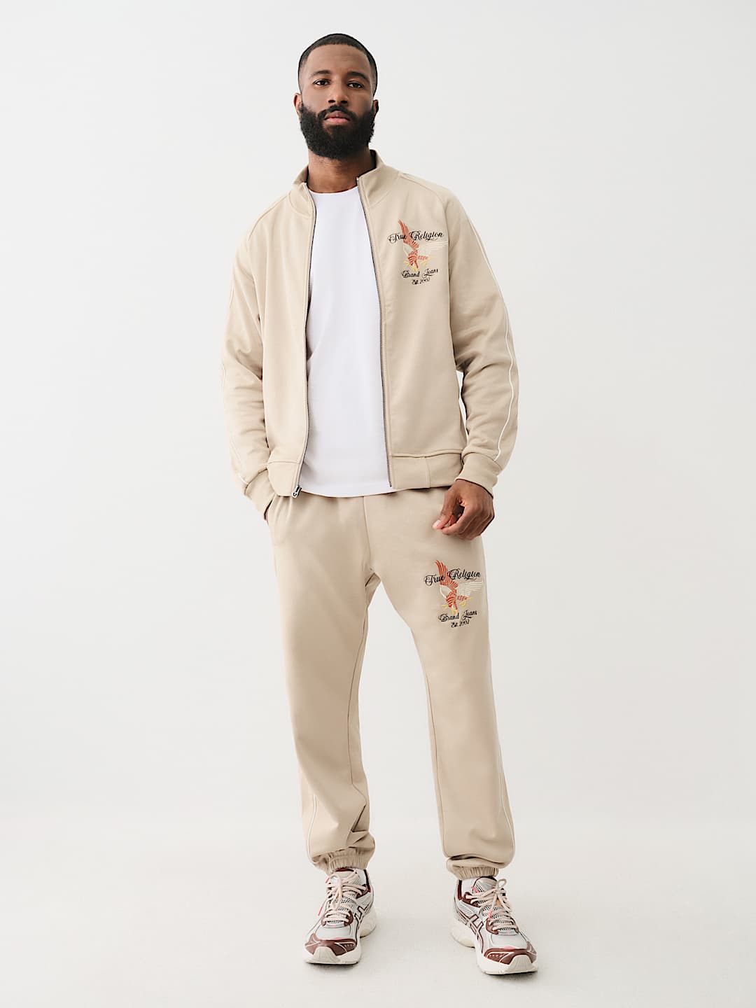TRUE RELIGION EMBROIDERED GOLDEN STATE TRACK JACKET