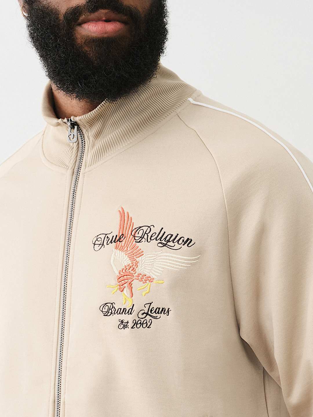 TRUE RELIGION EMBROIDERED GOLDEN STATE TRACK JACKET