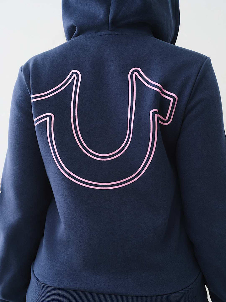 TRUE RELIGION CRYSTAL SCRIPT LOGO ZIP HOODIE