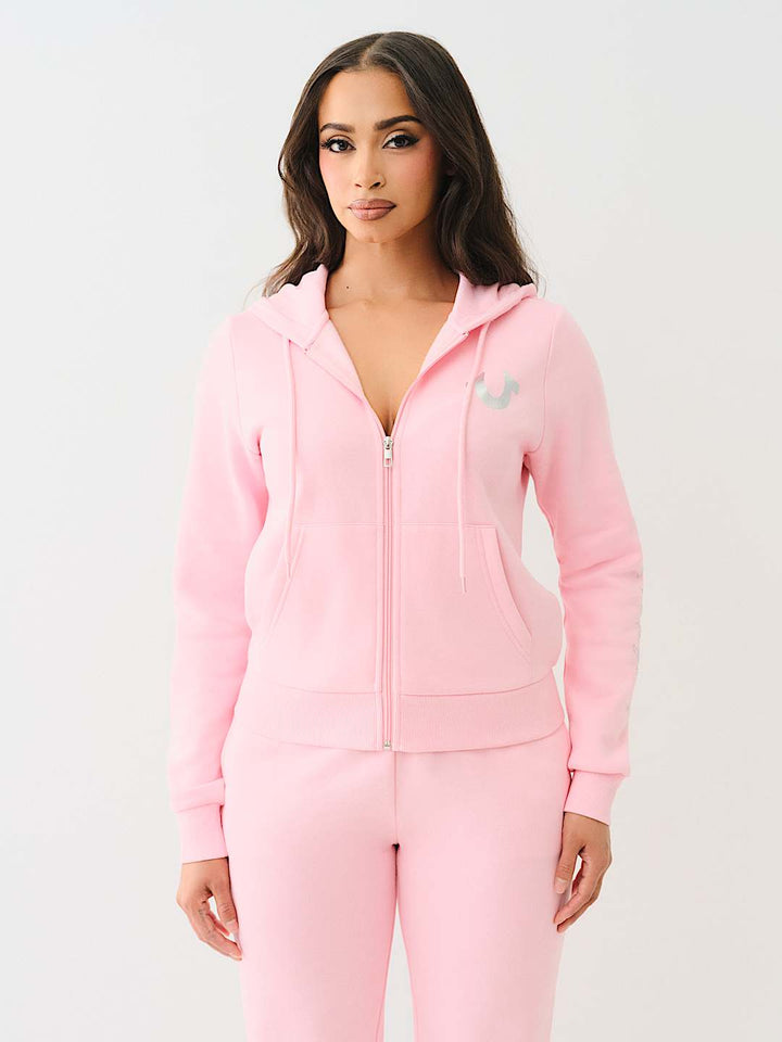 TRUE RELIGION CRYSTAL SCRIPT LOGO ZIP HOODIE