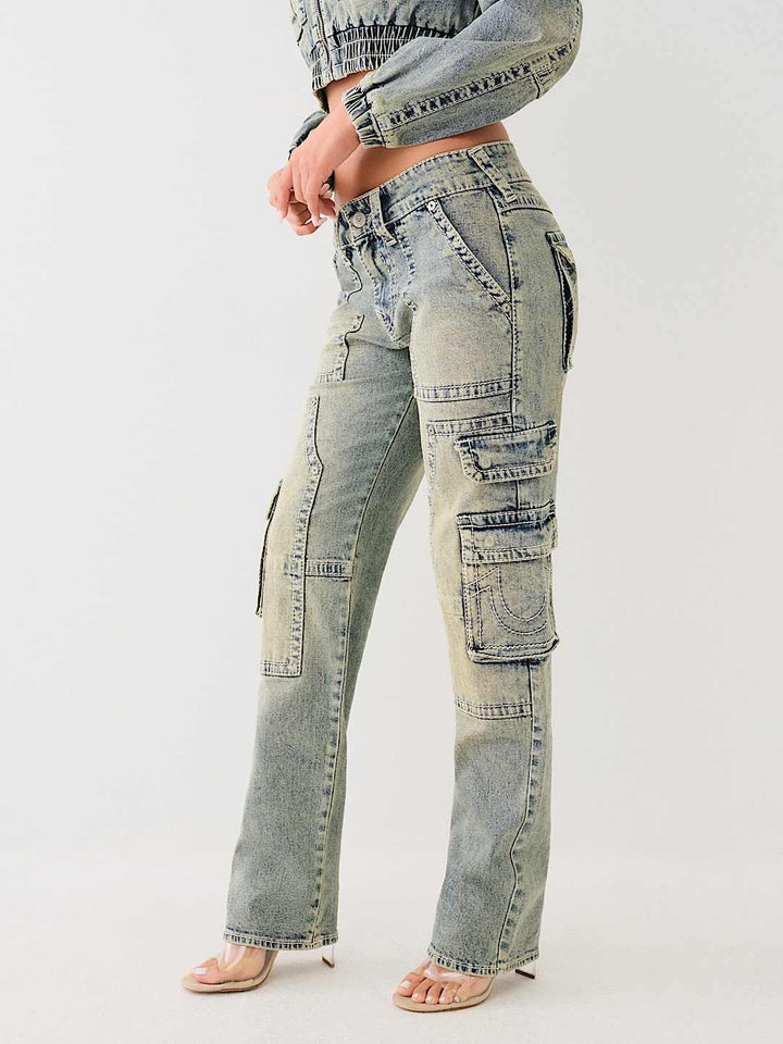 TRUE RELIGION RICKI VINTAGE CARPENTER CARGO JEAN