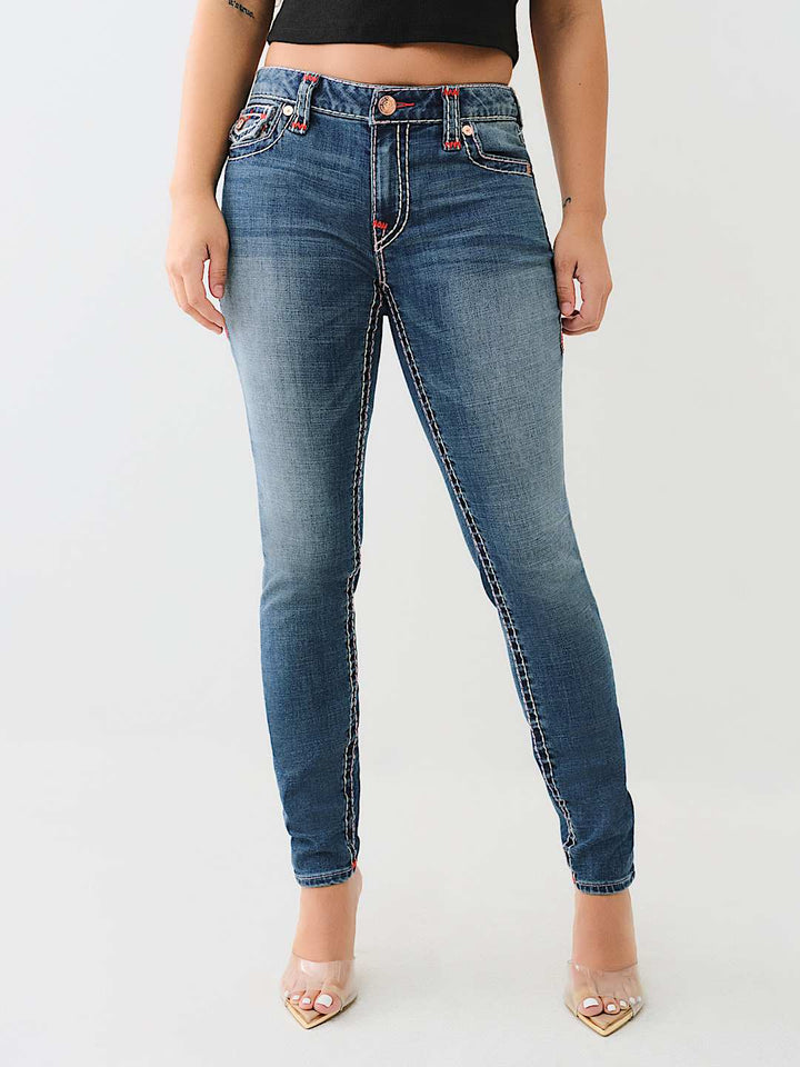 TRUE RELIGION JENNIE MID RISE SUPER T CURVY SKINNY JEAN