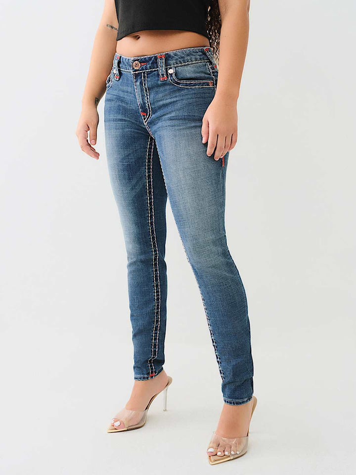 TRUE RELIGION JENNIE MID RISE SUPER T CURVY SKINNY JEAN