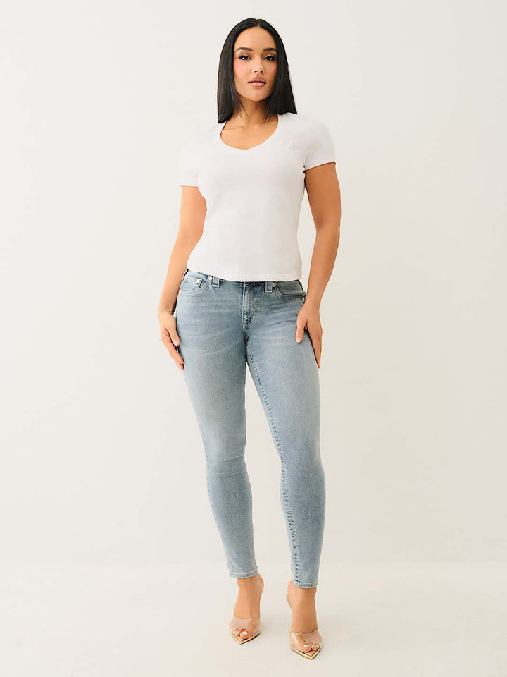 TRUE RELIGION CRYSTAL OUTLINE V NECK TEE