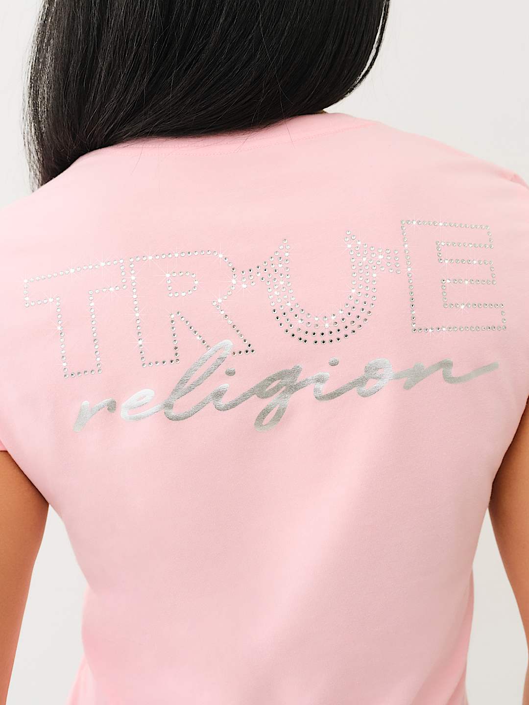 TRUE RELIGION CRYSTAL OUTLINE V NECK TEE