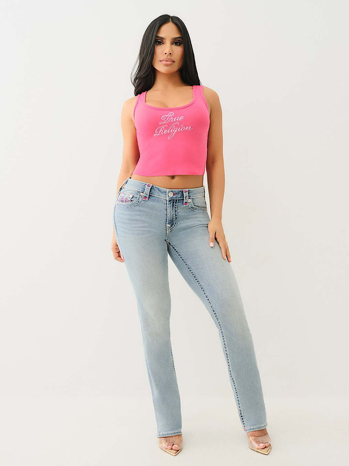 TRUE RELIGION BILLIE MID RISE SUPER T STRAIGHT JEAN