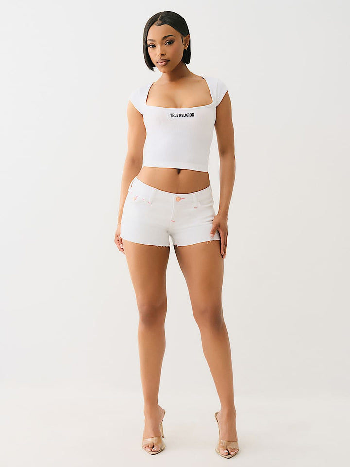 TRUE RELIGION JOEY LOW RISE FLAP SHORT