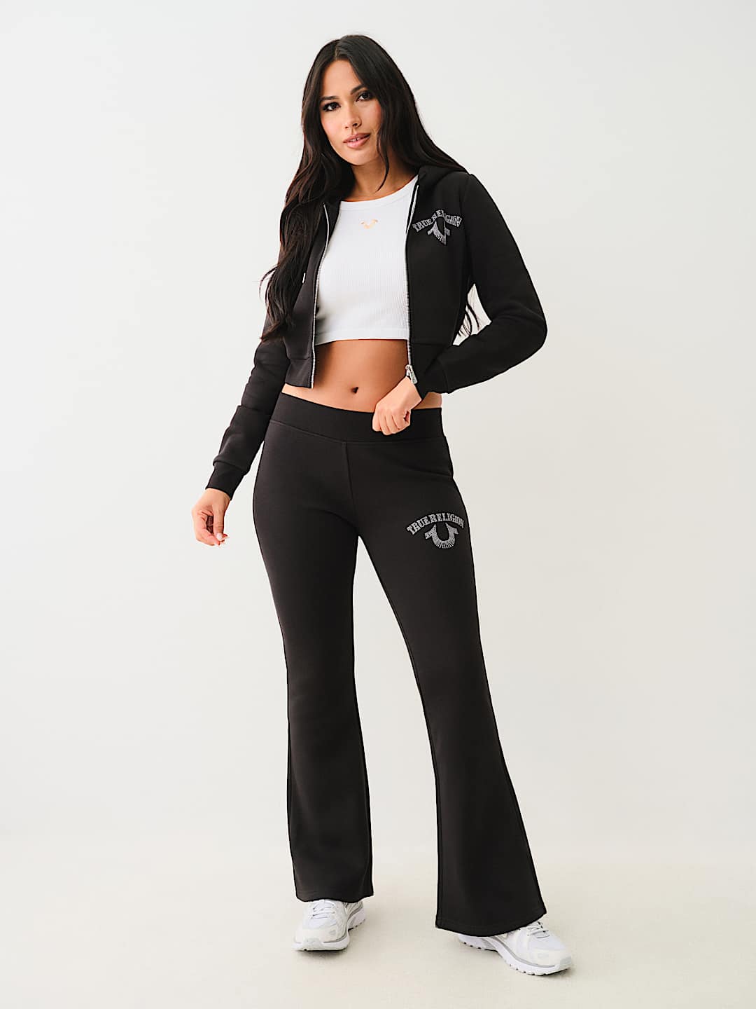 TRUE RELIGION CRYSTAL LOGO MID RISE BOOTCUT SWEAT PANT