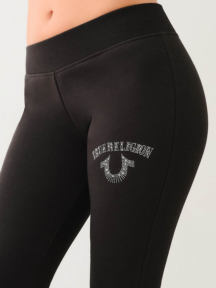 TRUE RELIGION CRYSTAL LOGO MID RISE BOOTCUT SWEAT PANT