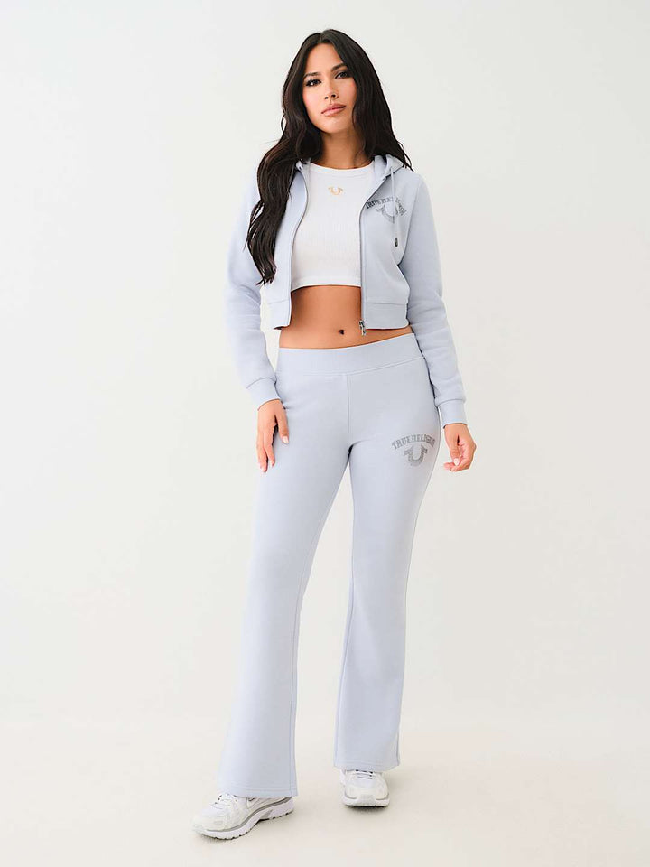 TRUE RELIGION CRYSTAL LOGO MID RISE BOOTCUT SWEAT PANT