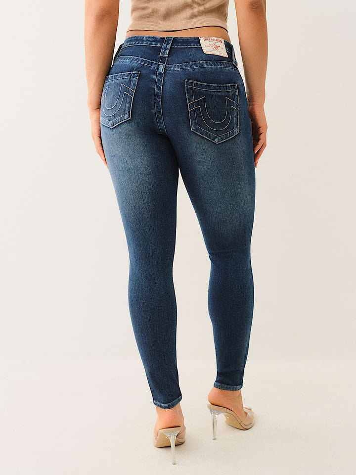 TRUE RELIGION JENNIE INDGIO TERRY MID RISE CURVY SKINNY JEAN