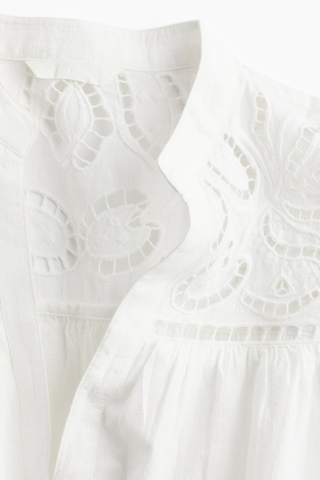 H&M Flutter-Sleeve Dress with Eyelet Embroidery