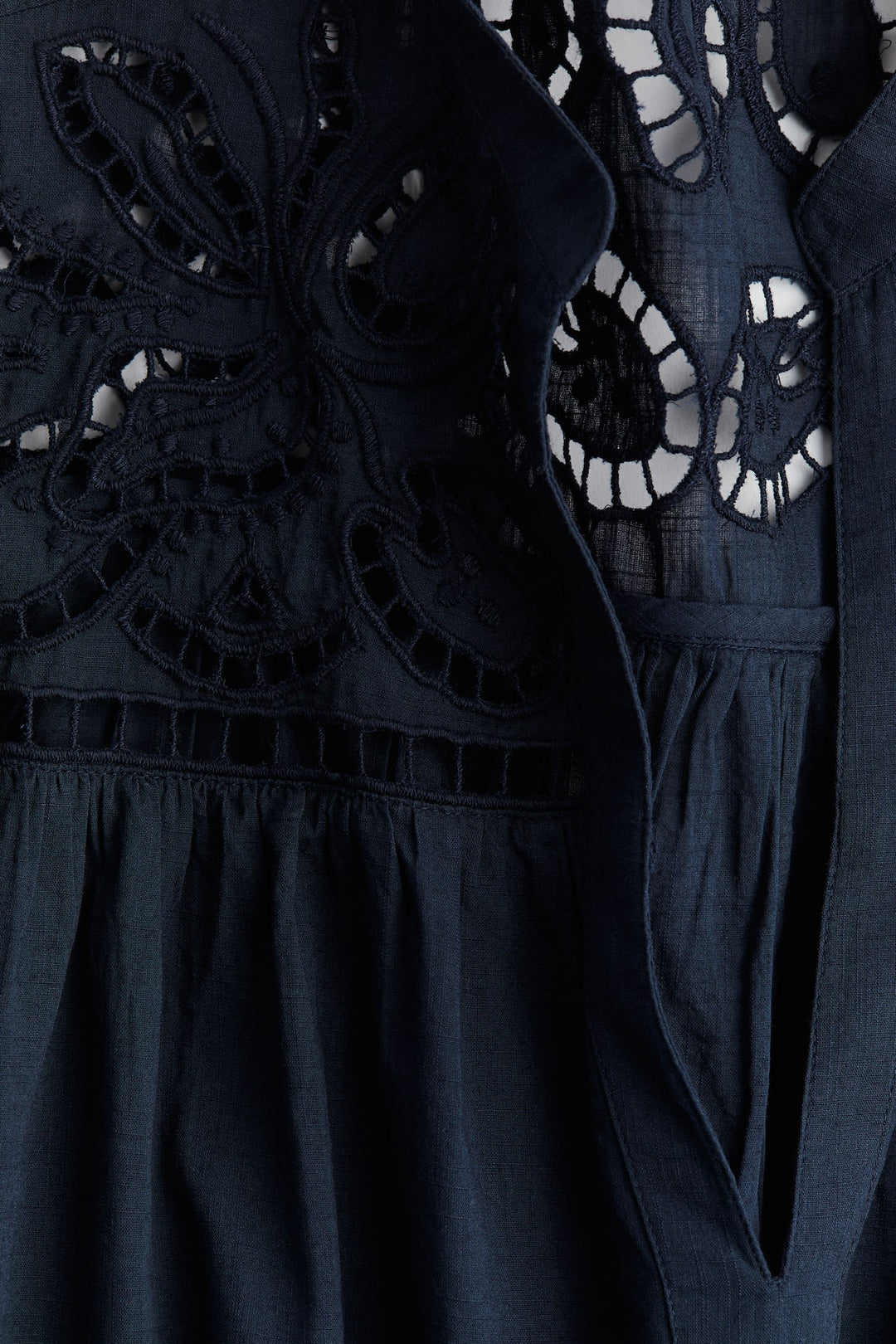 H&M Flutter-Sleeve Dress with Eyelet Embroidery