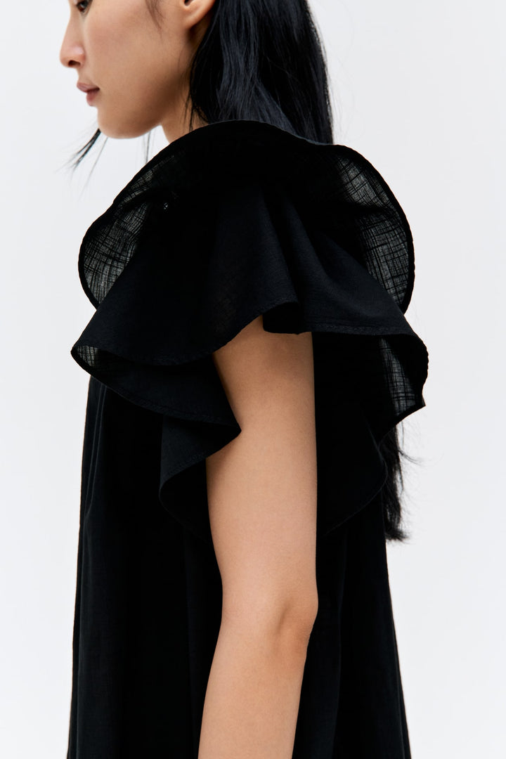 H&M Flutter-Sleeve Dress with Eyelet Embroidery