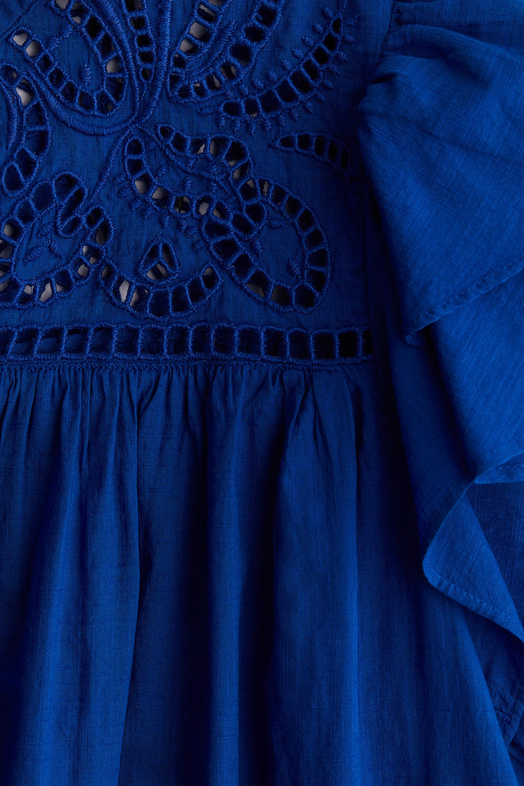 H&M Flutter-Sleeve Dress with Eyelet Embroidery