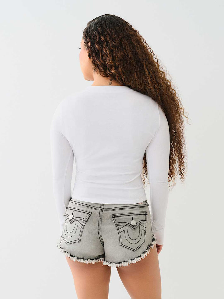 TRUE RELIGION LONG SLEEVE KEYHOLE LOGO TOP