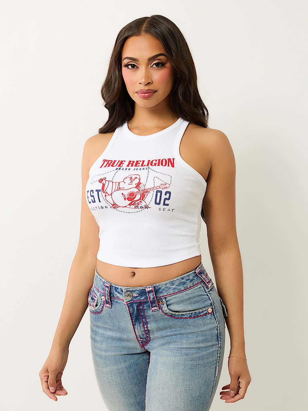 TRUE RELIGION BEST SELLER RIBBED BUDDHA LOGO TANK