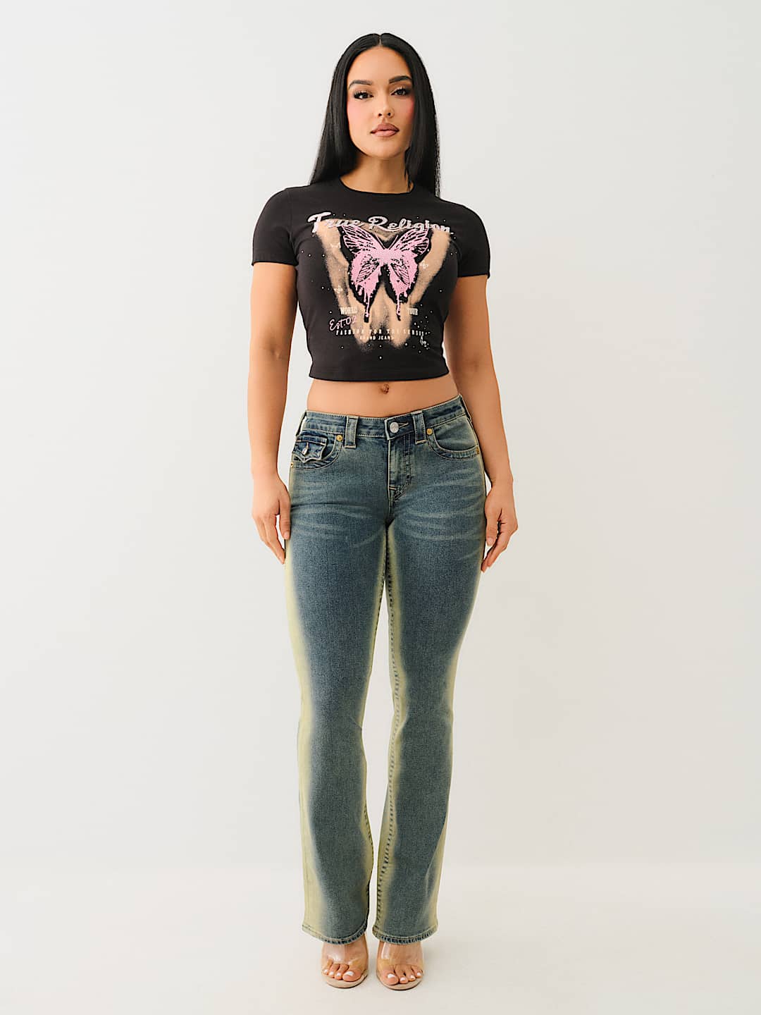 TRUE RELIGION CRYSTAL BUTTERFLY BABY TEE