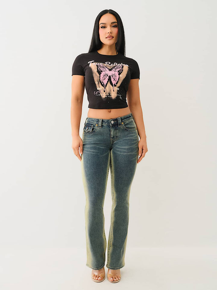 TRUE RELIGION CRYSTAL BUTTERFLY BABY TEE