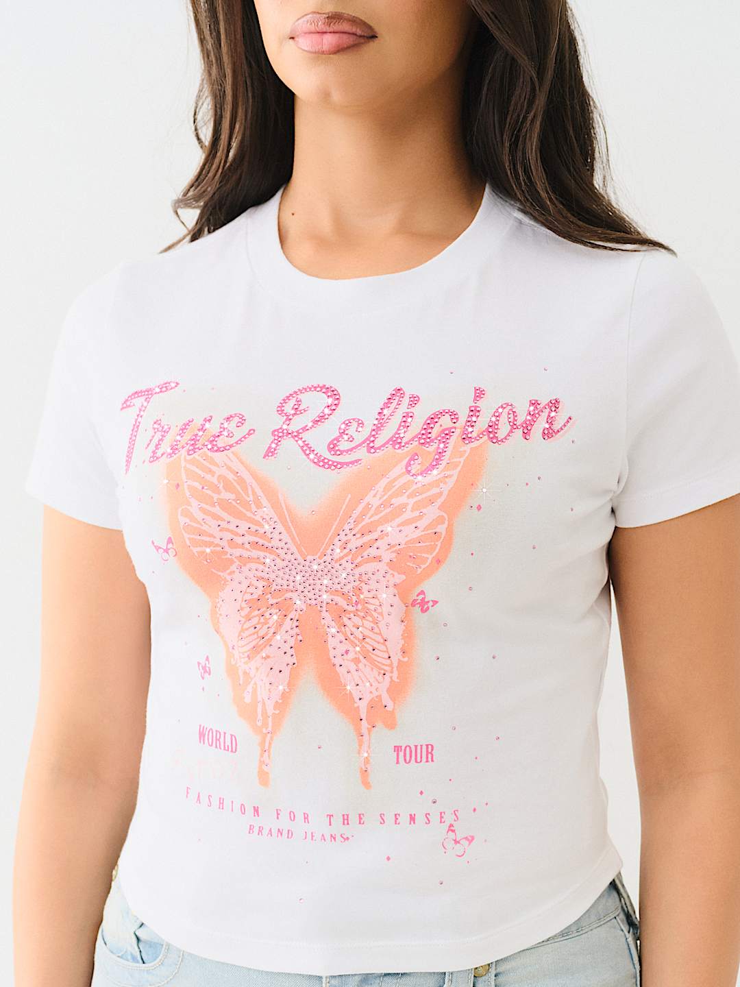 TRUE RELIGION CRYSTAL BUTTERFLY BABY TEE