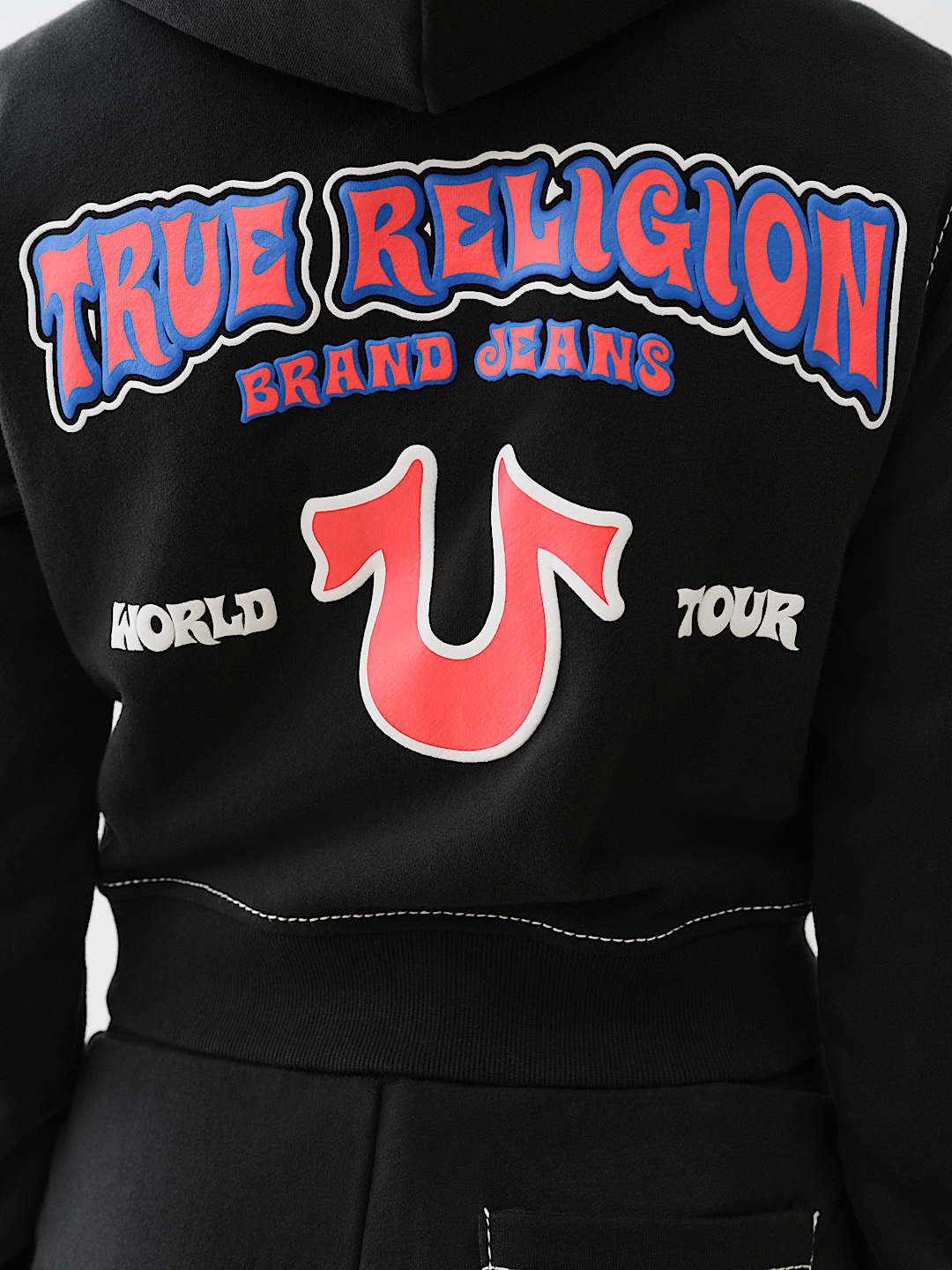 TRUE RELIGION CROPPED BIG T ZIP HOODIE