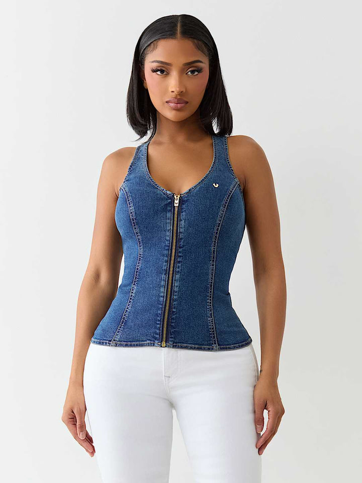 TRUE RELIGION DENIM BUSTIER TOP