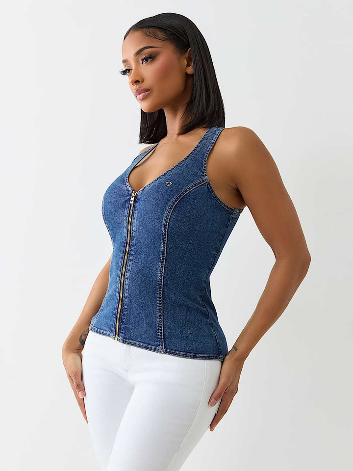 TRUE RELIGION DENIM BUSTIER TOP