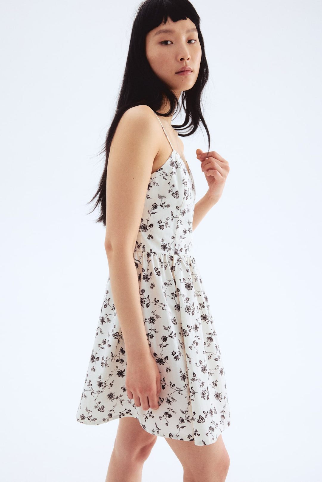 H&M Cotton Dress with Flared Skirt