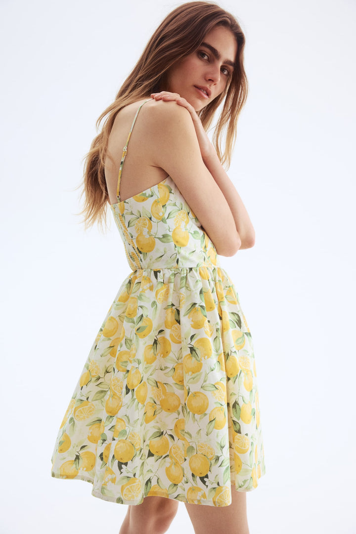 H&M Cotton Dress with Flared Skirt