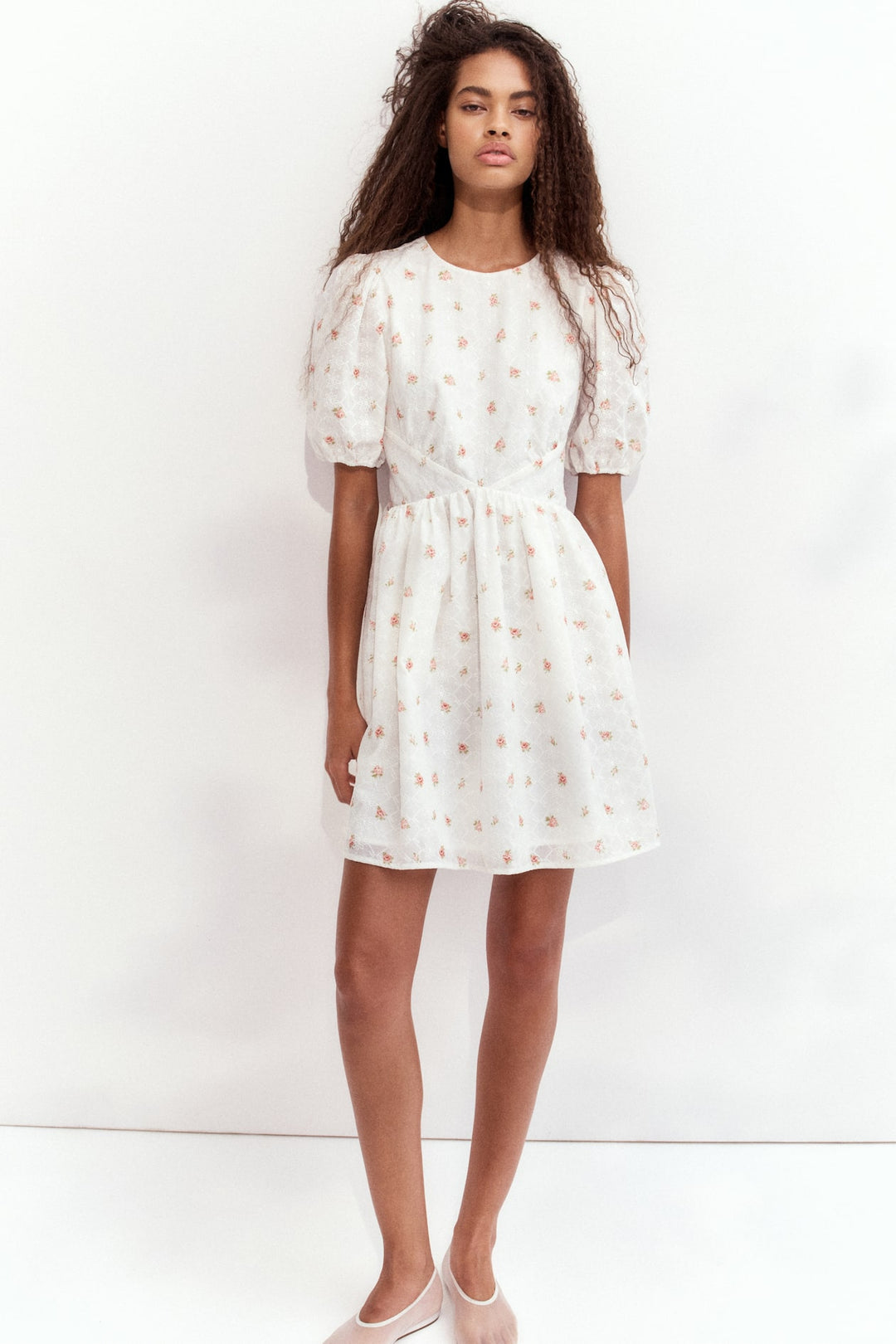 H&M Embroidered Open-Back Dress