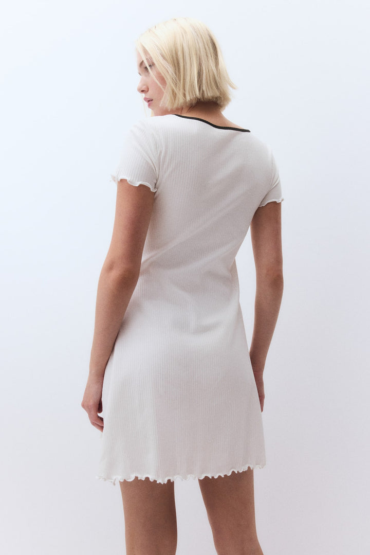 H&M Overlocked-Trim Dress with Flared Skirt