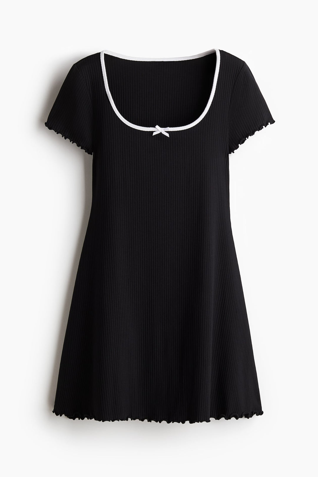 H&M Overlocked-Trim Dress with Flared Skirt