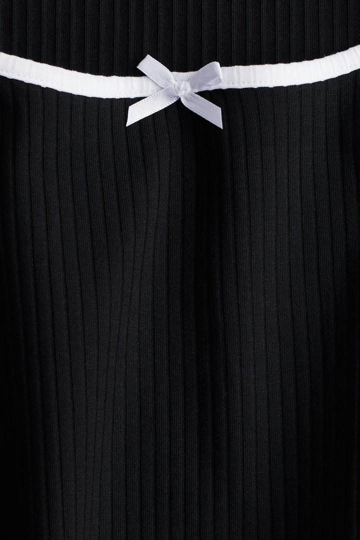 H&M Overlocked-Trim Dress with Flared Skirt