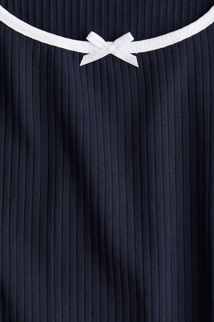 H&M Overlocked-Trim Dress with Flared Skirt