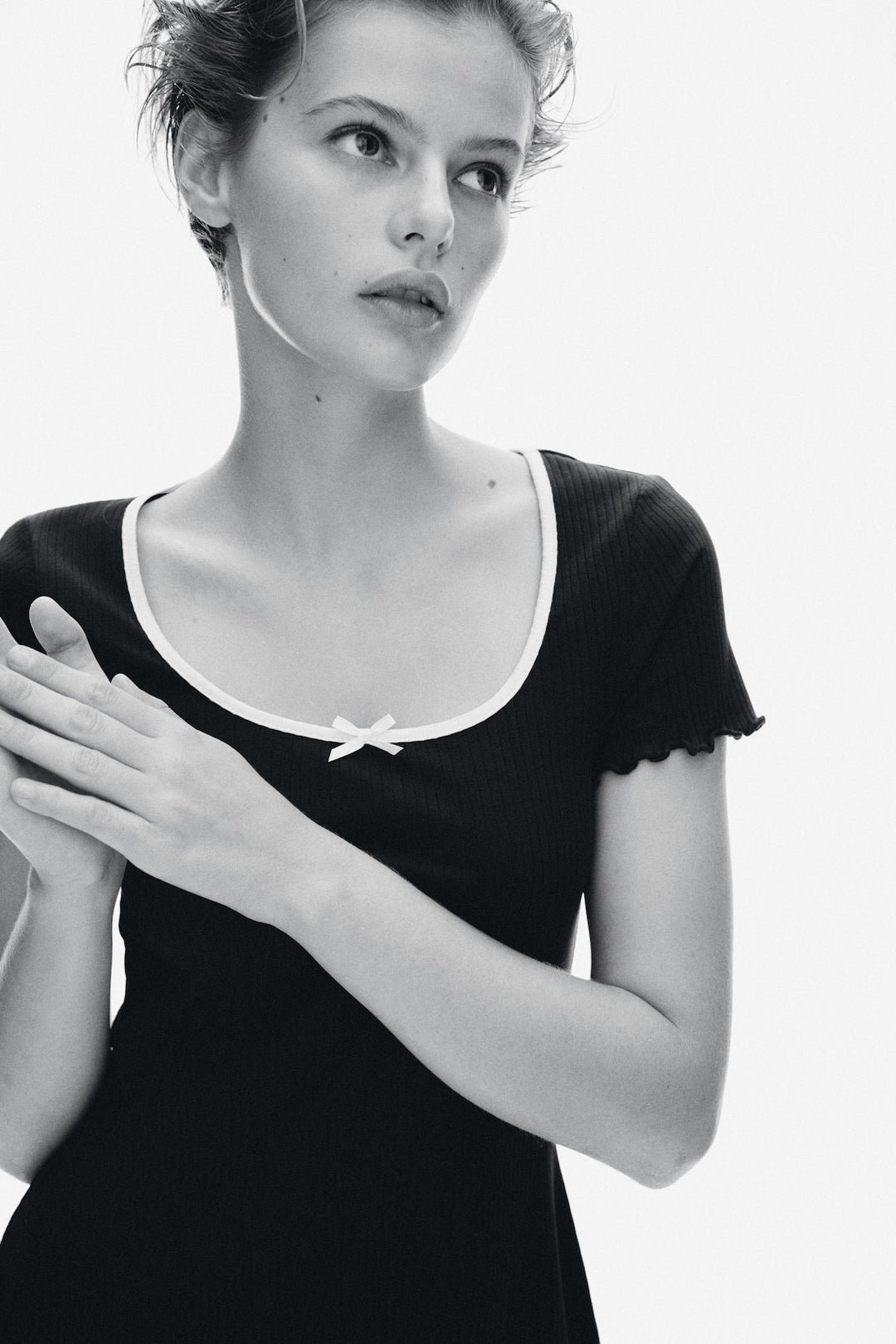 H&M Overlocked-Trim Dress with Flared Skirt