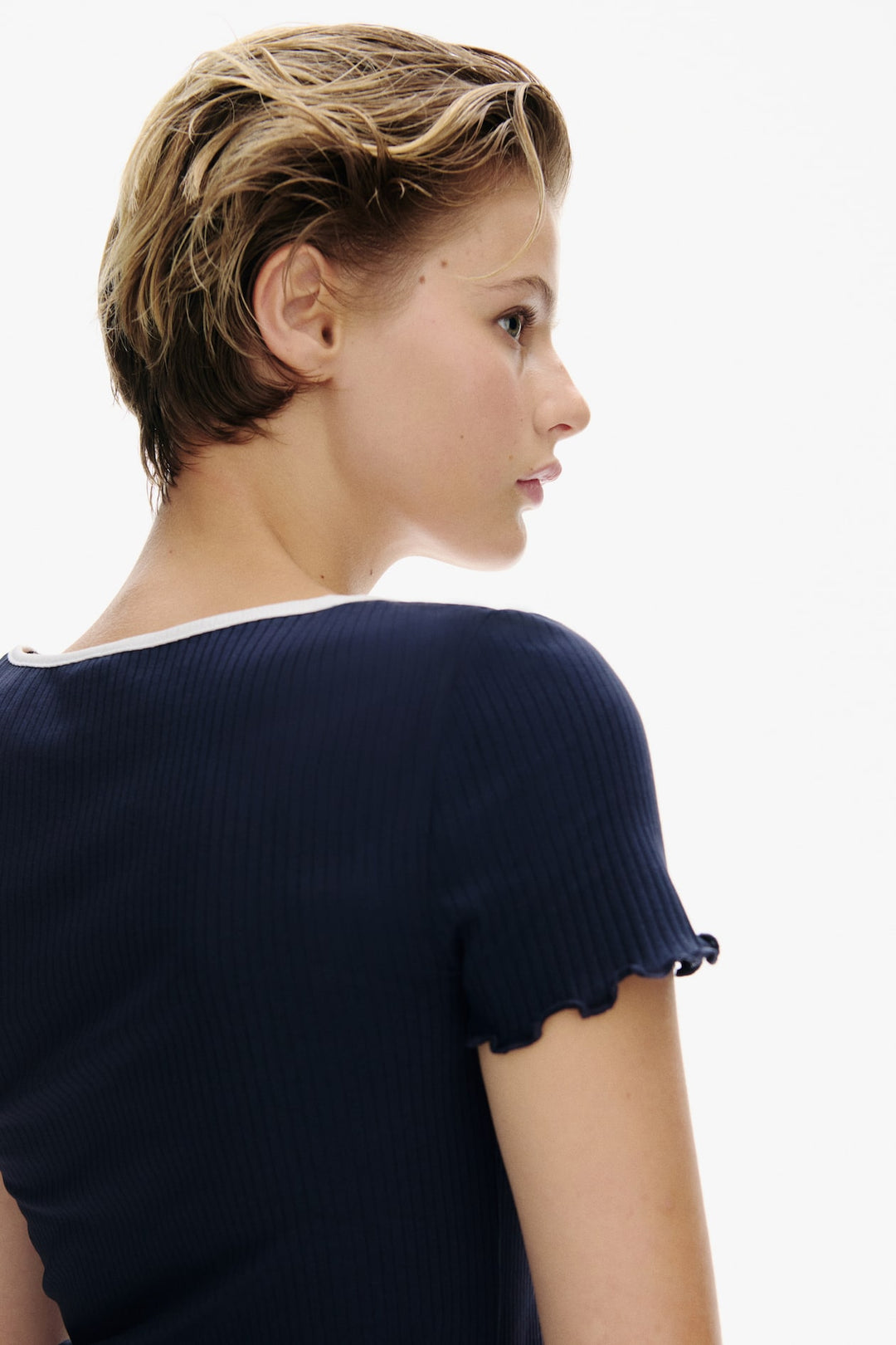 H&M Overlocked-Trim Dress with Flared Skirt