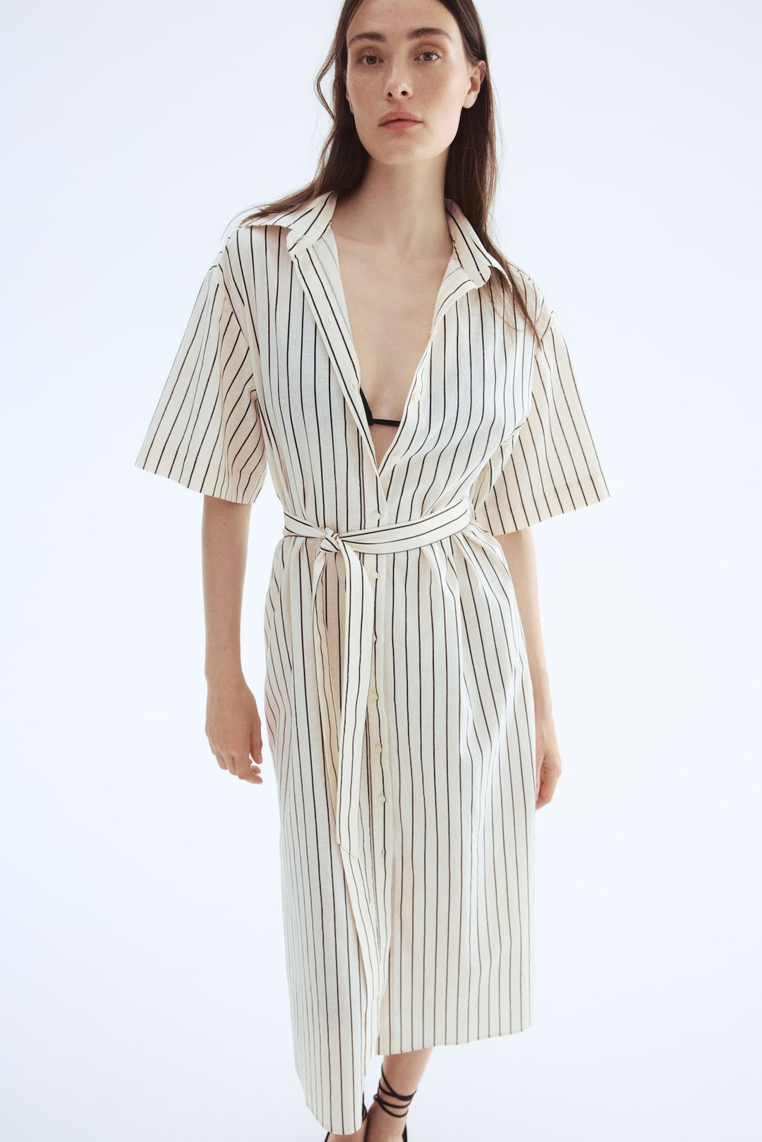 H&M Linen-Blend Shirt Dress