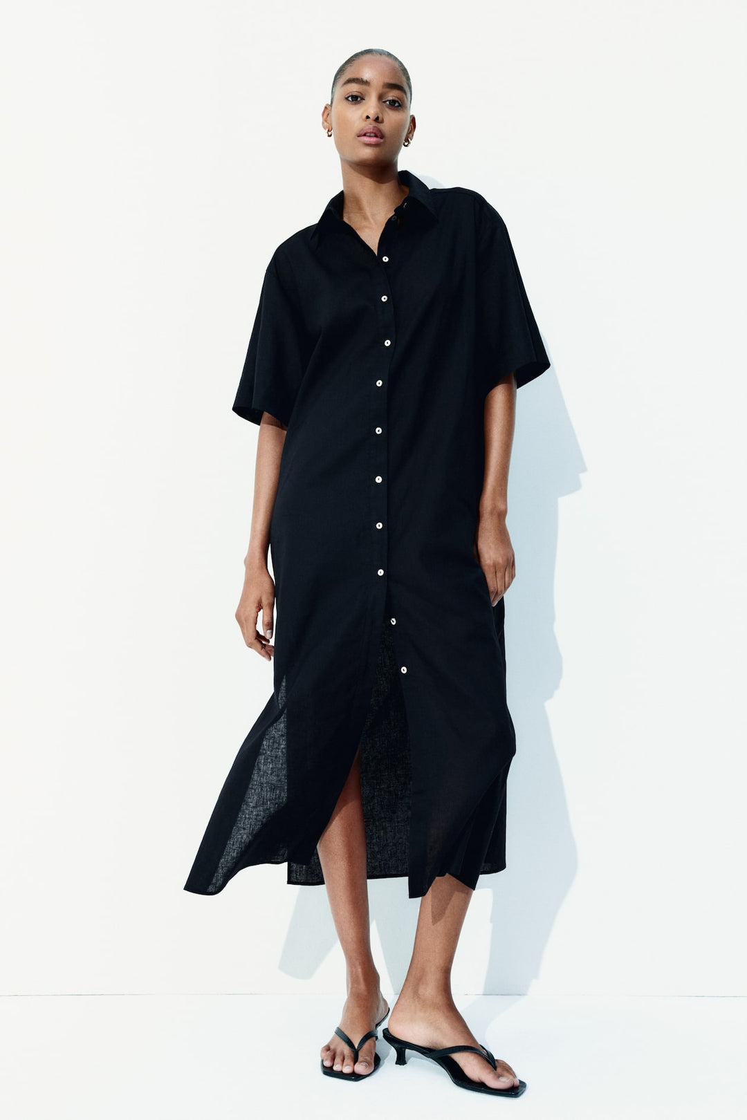 H&M Linen-Blend Shirt Dress