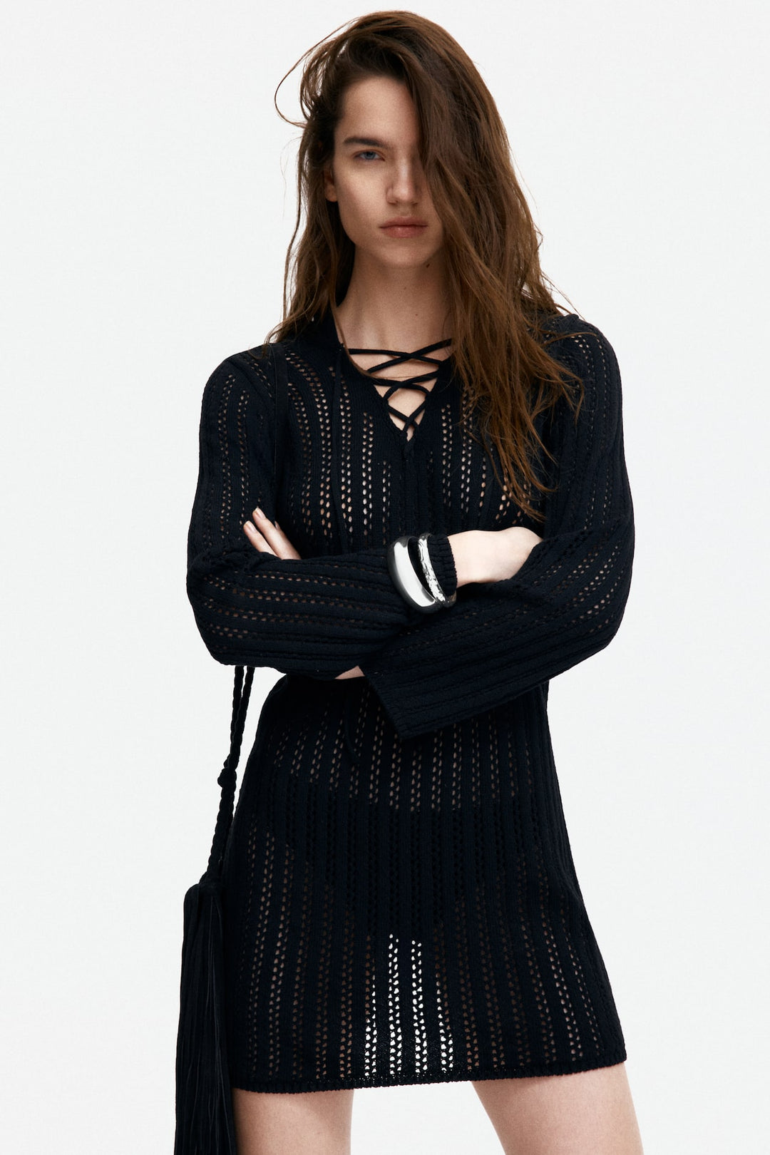 H&M Lacing-Detail Hooded Dress