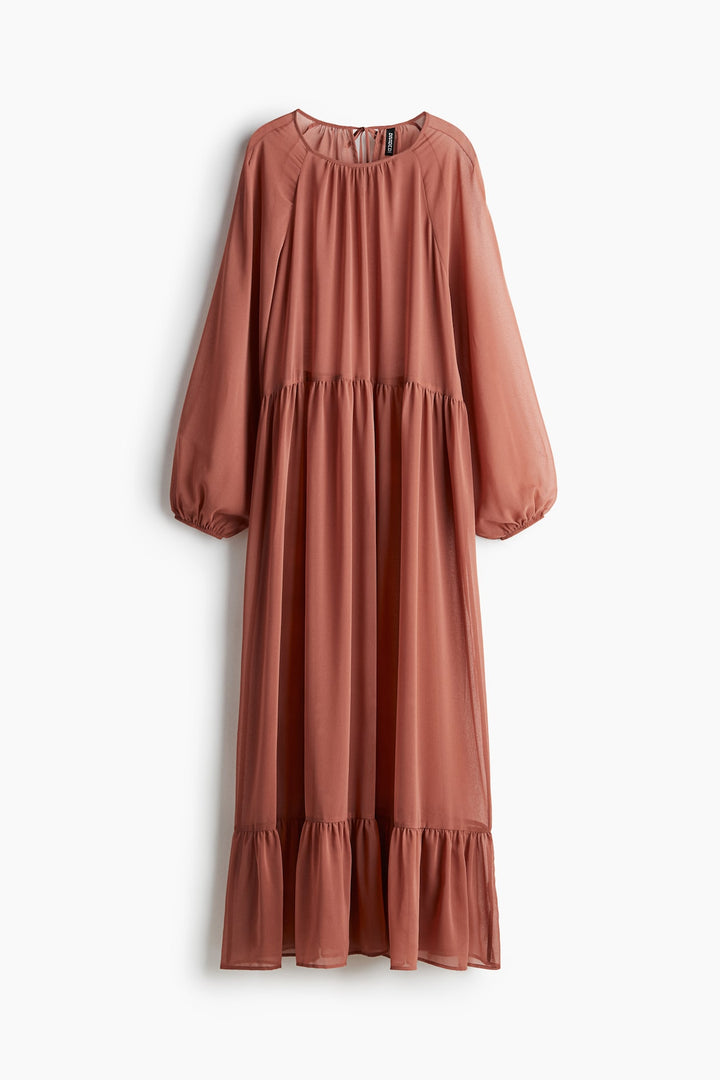 H&M Balloon-Sleeved Chiffon Dress