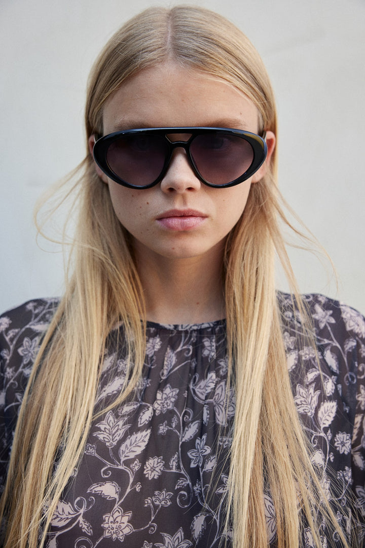 H&M Balloon-Sleeved Chiffon Dress