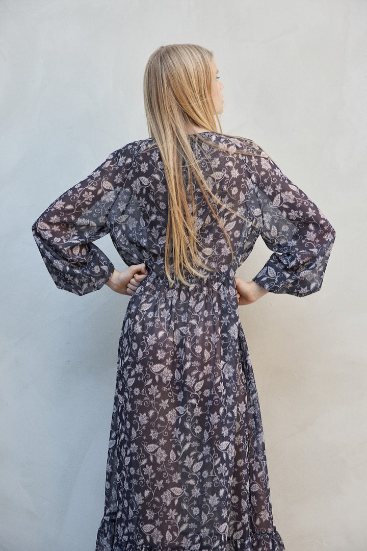 H&M Balloon-Sleeved Chiffon Dress