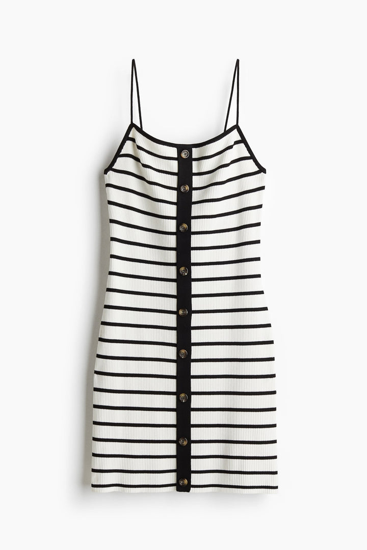 H&M Button-Front Rib-Knit Dress