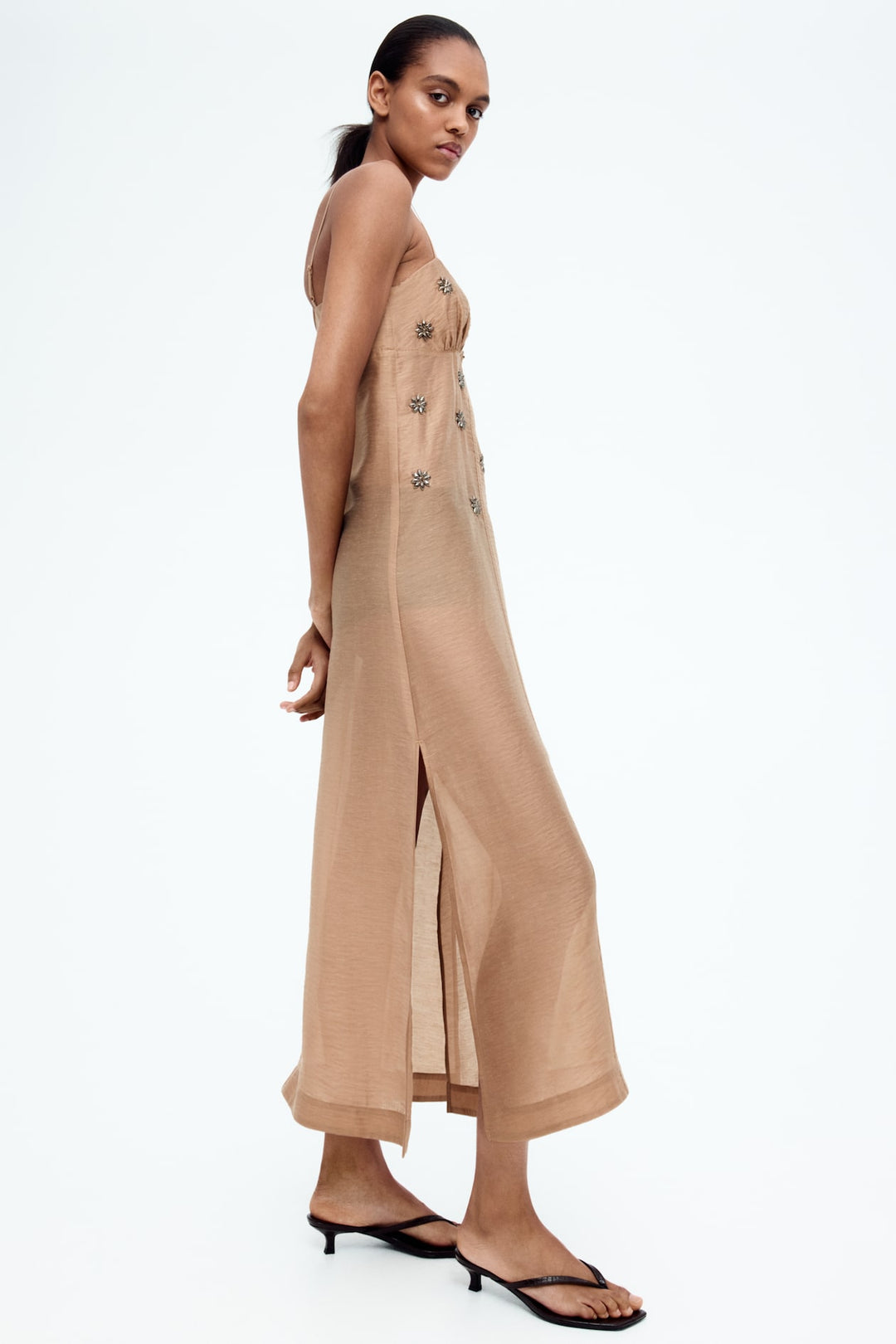 H&M Sheer Embellished Slip Dress